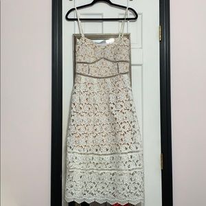 Lightly worn eyelet off white midi dress